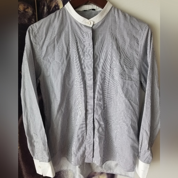 FENDI ROMA Womens Striped Blue White Cotton Long Sleeve‎ Button Shirt US 0 - Picture 1 of 14